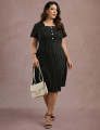Vestido Midi Risca De Giz Preto
