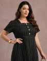 Vestido Midi Risca De Giz Preto