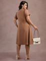 Vestido Midi Risca De Giz Bege 