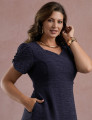 Vestido Midi Decote Princesa Com Botão Marinho