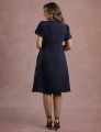 Vestido Midi Decote Princesa Com Botão Marinho