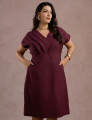 Vestido Curto Com Nervuras Vinho 