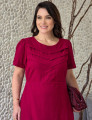 Vestido Midi Frente Com Nervuras Vinho 