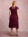 Vestido Midi Jacquard Vinho