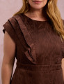 Vestido Midi Com Babados Marrom 