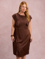 Vestido Midi Com Babados Marrom 