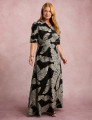 Vestido Longo Estampado Botões Preto