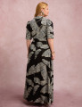 Vestido Longo Estampado Botões Preto