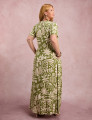 Vestido Longo Estampado Com Bolso Verde 