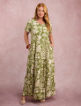 Vestido Longo Estampado Com Bolso Verde 