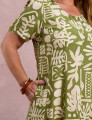 Vestido Longo Estampado Com Bolso Verde 