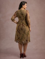 Vestido Midi Flocado Com Trança Musgo