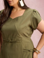 Vestido Midi Com Detalhe Cordinha Verde 