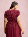 Vestido Midi Com Detalhe Cordinha Vinho 