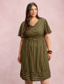 Vestido Midi Listrado Verde 