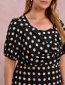 Vestido Longo Poá Gola Boba Preto