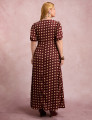 Vestido Longo Poá Gola Boba Vinho