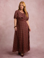 Vestido Longo Poá Gola Boba Vinho