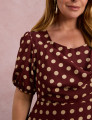 Vestido Longo Poá Gola Boba Vinho