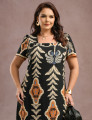 Vestido Longo Estampado Preto