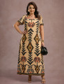 Vestido Longo Estampado Bege 