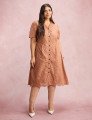Vestido Lasie Com Botões Marrom