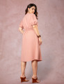 Vestido Midi Com Pesponto Rosé