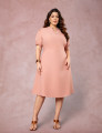 Vestido Midi Com Pesponto Rosé