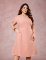 Vestido Midi Com Pesponto Rosé