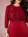 Vestido Midi Pontoroma Com Renda Vinho 