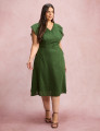 Vestido Mid Com Textura Pipoquinha Verde 