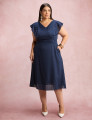 Vestido Mid Com Textura Pipoquinha Marinho