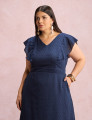 Vestido Mid Com Textura Pipoquinha Marinho
