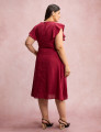 Vestido Mid Com Textura Pipoquinha Vinho