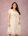 Vestido Midi Decote Princesa Bege 
