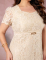Vestido Midi Decote Princesa Bege 