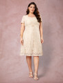 Vestido Midi Decote Princesa Bege 