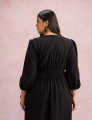 Vestido Midi Botões Metais Na Pala Preto