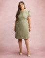 Vestido Midi Com Textura Bolso Verde 