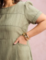 Vestido Midi Com Textura Bolso Verde 