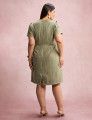 Vestido Midi Com Textura Bolso Verde 