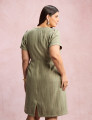 Vestido Midi Com Textura Bolso Verde 