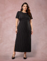 Vestido Longuete Risca De Giz Preto