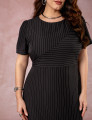 Vestido Longuete Risca De Giz Preto