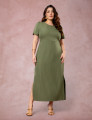 Vestido Longuete Risca De Giz Musgo