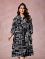 Vestido Midi Estampado Chemise Preto