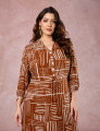 Vestido Midi Estampado Chemise Marrom