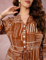 Vestido Midi Estampado Chemise Marrom