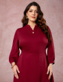 Vestido Midi Encorpado Com Nervuras Vinho