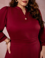 Vestido Midi Encorpado Com Nervuras Vinho